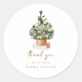 Sticker Rond Baby shower de Noël d'hiver (Devant)