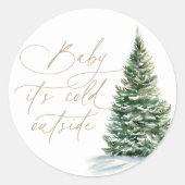 Sticker Rond Baby shower de Noël d'hiver (Devant)