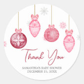 Sticker Rond Baby shower de Noël pour bébé Girl Père Noël (Devant)
