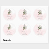 Sticker Rond Baby shower de Noël rose hiver merci (Feuille)