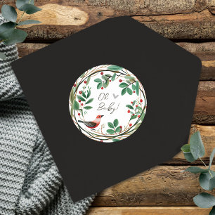 Sticker Rond Baby shower de Noël Wreath Berry