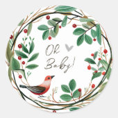 Sticker Rond Baby shower de Noël Wreath Berry (Devant)