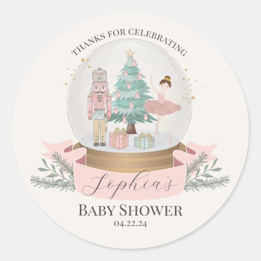 Sticker Rond Baby shower de noix roses Faveurs (Devant)