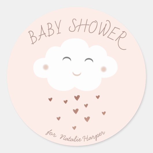 Sticker Rond Baby shower de nuage mignon (Devant)