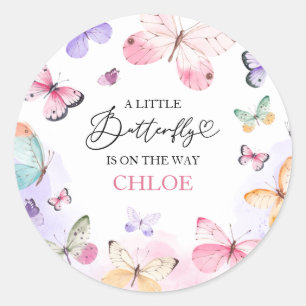 Sticker Rond Baby shower de papillons colorés