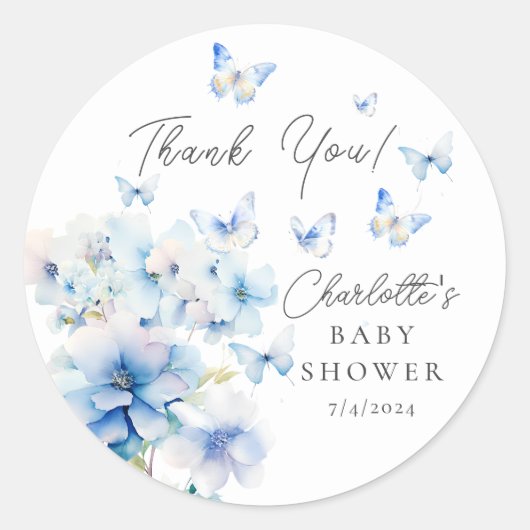 Sticker Rond Baby shower de papillons Whimsical (Devant)