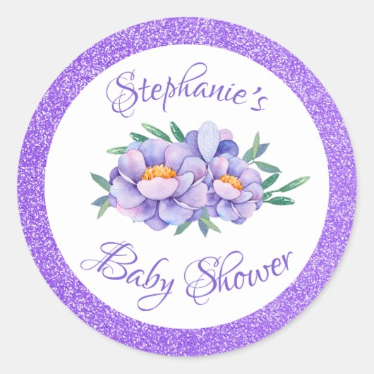 Sticker Rond Baby shower de Parties scintillant à l'aquarelle F (Devant)
