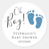 Sticker Rond Baby shower de Parties scintillant bleu (Devant)