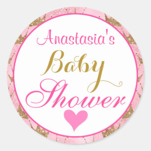 Sticker Rond Baby shower de Parties scintillant Girl Princess P