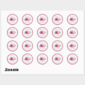Sticker Rond Baby shower de Parties scintillant or Rose rose Fl (Feuille)