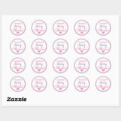 Sticker Rond Baby shower de Parties scintillant rose et argent  (Feuille)