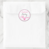 Sticker Rond Baby shower de Parties scintillant rose et argent  (Sac)