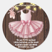 Sticker Rond Baby shower de Parties scintillant Rustique Little (Devant)