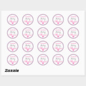 Sticker Rond Baby shower de Parties scintillant violet Fille et (Feuille)