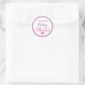 Sticker Rond Baby shower de Parties scintillant violet Fille et (Sac)