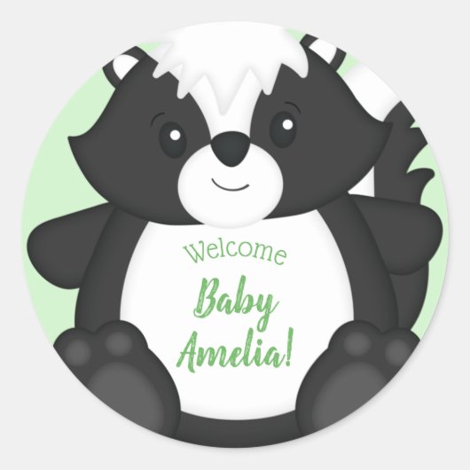 Sticker Rond Baby shower de peau Animaux boisés (Devant)