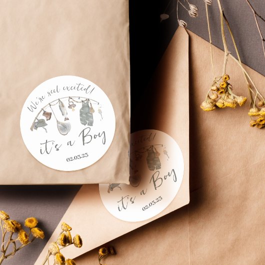 Sticker Rond Baby shower de pêche