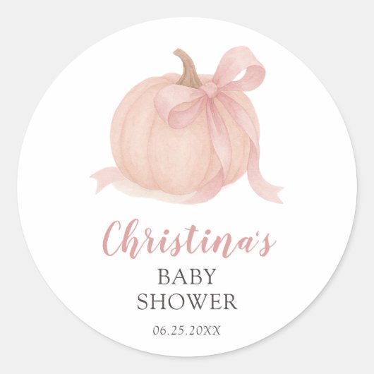 Sticker Rond Baby shower de petite Citrouille automnale fille (Devant)