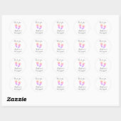 Sticker Rond Baby shower de pieds roses (Feuille)