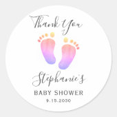 Sticker Rond Baby shower de pieds roses (Devant)
