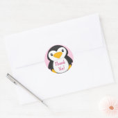 Sticker Rond Baby shower de pingouin rose (Enveloppe)