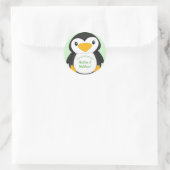 Sticker Rond Baby shower de pingouin vert (Sac)
