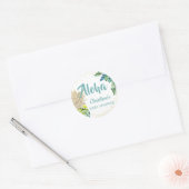 Sticker Rond Baby shower de plage d'ananas tropical (Enveloppe)