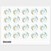 Sticker Rond Baby shower de plage d'ananas tropical (Feuille)