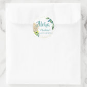 Sticker Rond Baby shower de plage d'ananas tropical (Sac)