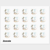 Sticker Rond Baby shower de plage de surf Merci (Feuille)