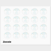 Sticker rond Baby shower de points d'or bleu (Feuille)