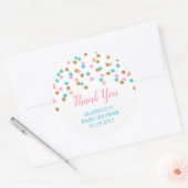 Sticker Rond Baby shower de points d'or bleu rose Favoriser les (Enveloppe)