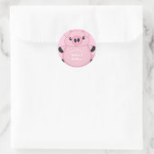 Sticker Rond Baby shower de porc rose (Sac)