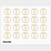Sticker Rond Baby shower de poulet mignon merci (Feuille)