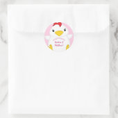 Sticker Rond Baby shower de poulet rose (Sac)