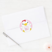 Sticker Rond Baby shower de poulet rose (Enveloppe)