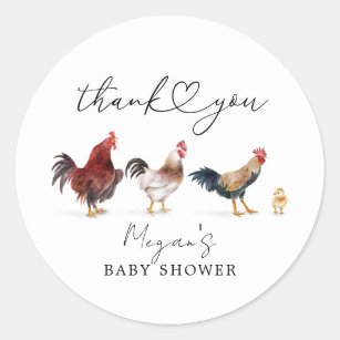 Sticker Rond Baby shower de poulet rustique Favoriser