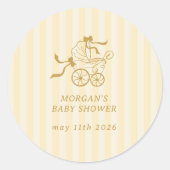 Sticker Rond Baby shower de poussette de bébé mignonne Preppy (Devant)