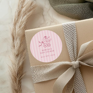 Sticker Rond Baby shower de poussette de bébé mignonne Preppy