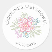 Sticker Rond Baby shower de printemps fleur sauvage (Devant)