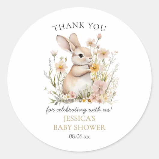 Sticker Rond Baby shower de printemps pour Fleurs sauvages spéc (Devant)
