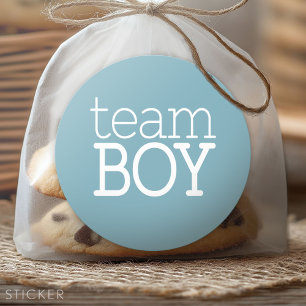 Sticker Rond Baby shower de révélation de genre - Team Blue Boy