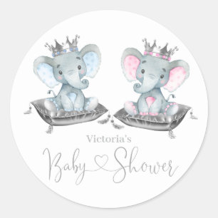 Sticker Rond Baby shower de révélation des genres éléphants