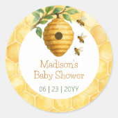 Sticker Rond Baby shower de ruche d'abeilles (Devant)