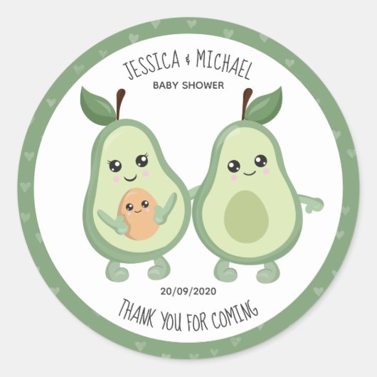 Sticker Rond Baby shower de Saint-Guacamole d'Avocado (Devant)