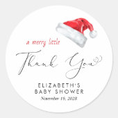 Sticker Rond Baby shower de Santa Hat Merci (Devant)
