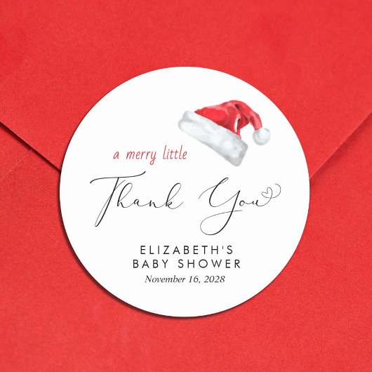 Sticker Rond Baby shower de Santa Hat Merci