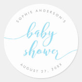 Sticker Rond Baby shower de script Blue Relax (Devant)