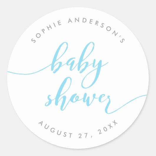 Sticker Rond Baby shower de script Blue Relax (Devant)