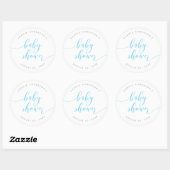 Sticker Rond Baby shower de script Blue Relax (Feuille)